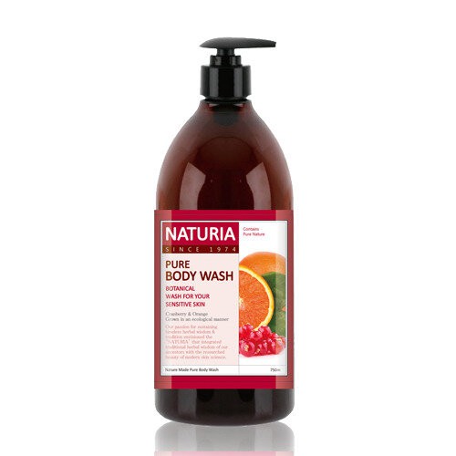 NATURIA Гель для душа КЛЮКВА/АПЕЛЬСИН,750 мл Pure Body Wash (Cranberry & Orange)