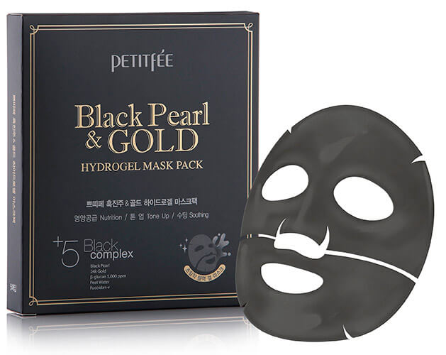 Petitfee Black Pearl & Gold Hydrogel Mask Pack Гидрогелевая маска для лица с черным жемчугом