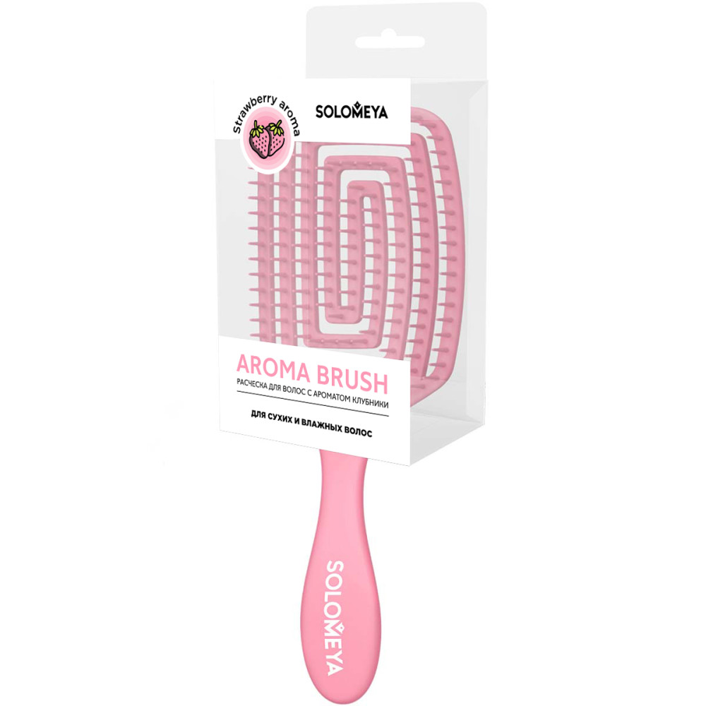 SOLOMEYA Расческа для сухих и влажных волос АРОМАТ КЛУБНИКИ лопатка Solomeya Wet Detangler Brush Paddle Strawberry, 1 шт.