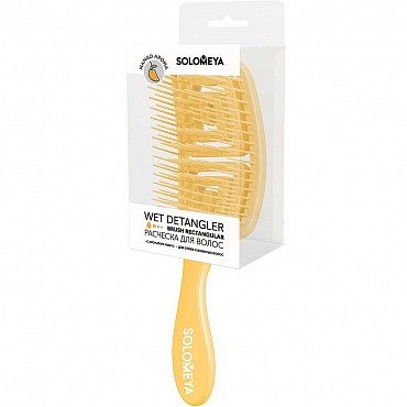 SOLOMEYA Расческа для сухих и влажных волос АРОМАТ МАНГО Solomeya Wet Detangler Brush Rectangular Mango, 1 шт.