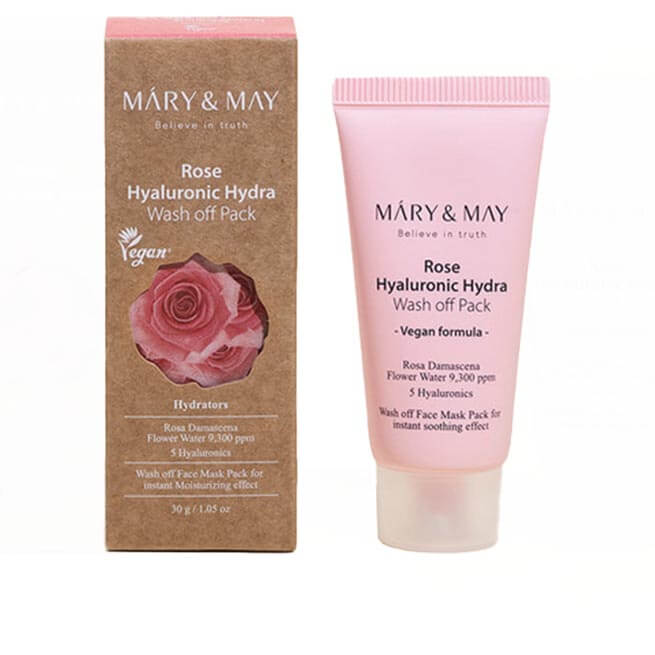 Mary&May Увлажняющая глиняная маска для лица с экстрактом розы Rose Hyaluronic Hydra Glow Wash Off Pack,30гр