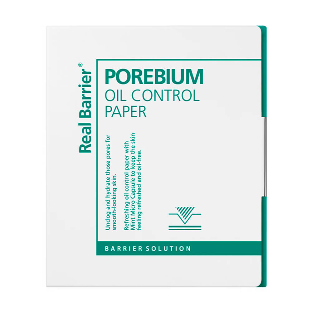 Real Barrier Матирующие салфетки от жирного блеска с мятой Real Barrier Porebium Oil Control Paper, 70 шт