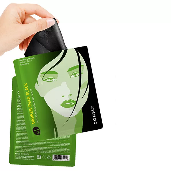 Consly Маска тканевая против черных точек - Darker than black anti blackheads mask sheet, 25мл