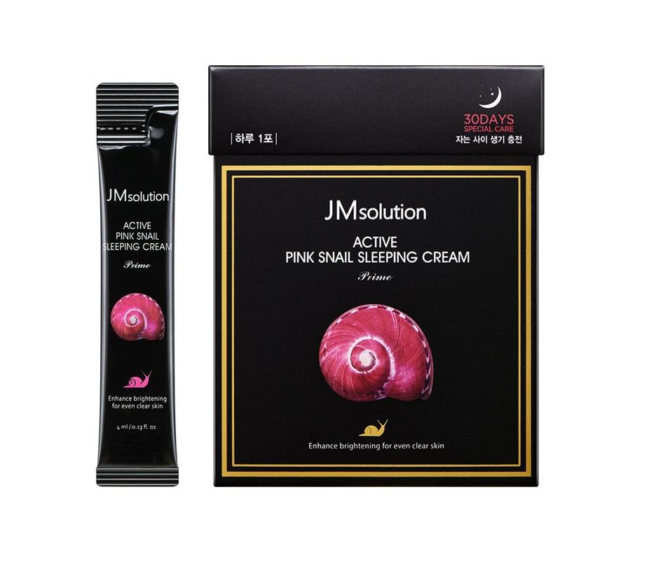 JM Solution Обновляющая ночная маска с муцином розовой улитки, Active Pink Snail Sleeping Cream Prime,1 шт