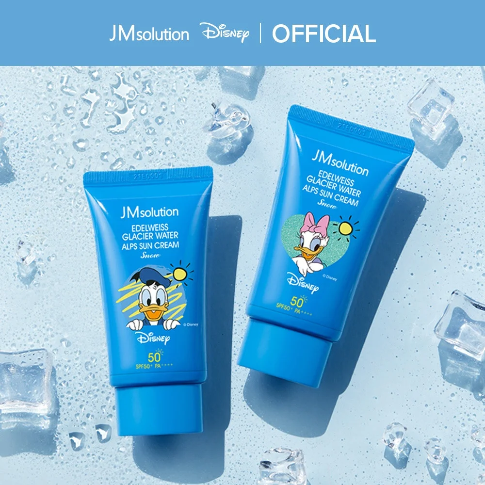 JMsolution Охлаждающий солнцезащитный крем Edelweiss Glacier Water Alps Moist Suncream Snow x Disney Donald Duck SPF 50+ PA++++ (серия Дисней, Дональд Дак)