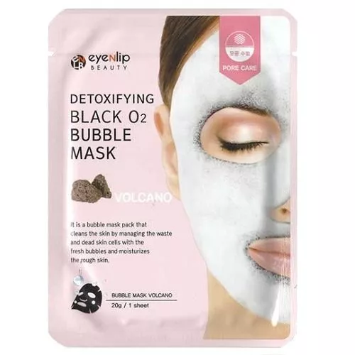 Eyenlip Маска для лица тканевая кислородная с вулканической глиной DETOXIFYING BLACK O2 BUBBLE MASK VOLCANO 20г