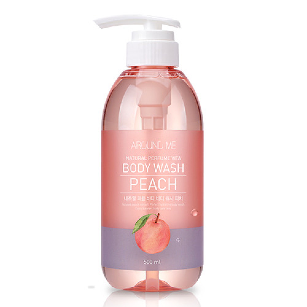 Welcos Гель для душа с экстрактом персика Around Me Natural Perfume Vita Body Wash Peach,500 мл