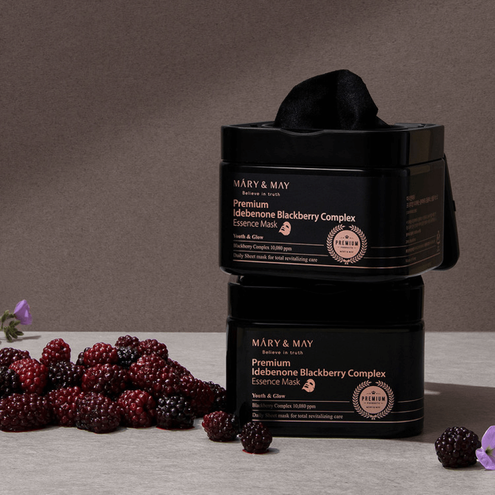 Mary&May Тканевые маски с идебеноном и ягодным комплексом 20 шт/250 г Premium Idebenon Blackberry Complex Ampoule Mask