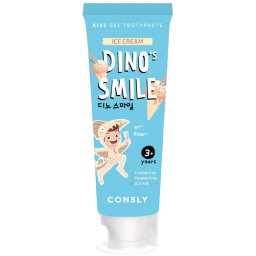 Consly Паста зубная гелевая детская Dino's Smile с ксилитом и вкусом пломбира 60г