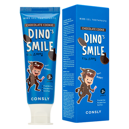 Consly Паста зубная гелевая детская Dino's Smile с ксилитом и вкусом шоколадного печенья 60г