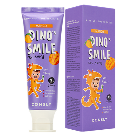 Consly Паста зубная гелевая детская Dino's Smile с ксилитом и вкусом манго 60г