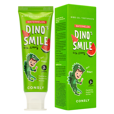 Consly Паста зубная гелевая детская Dino's Smile с ксилитом и вкусом арбуза 60г