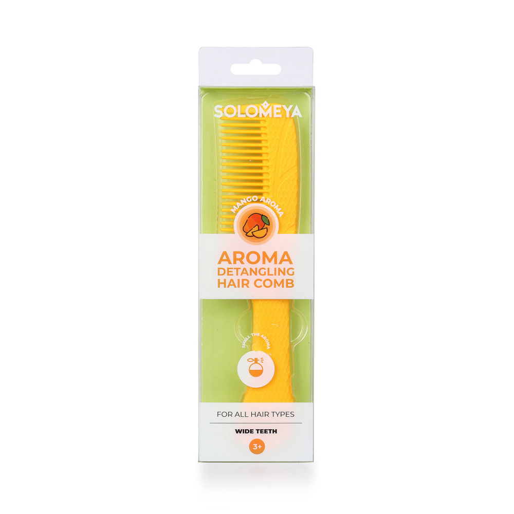 SOLOMEYA Арома-расческа гребень для волос с ароматом Манго / Aroma Detangling Hair Comb Mango, 1 шт